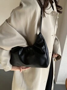 Elegant & Fashionable Design Shoulder Bag, New Solid Color Pleated Fresh Underarm Handbag, Spring/Autumn Valentines