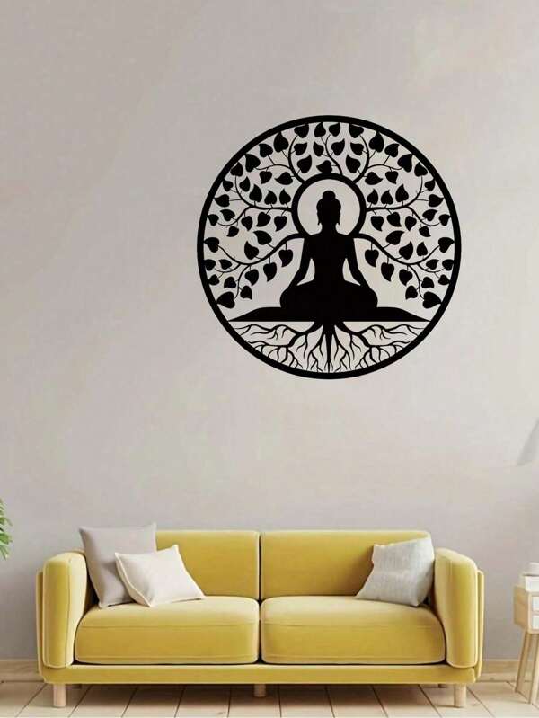 1 pieza, Decoración de pared de arte metálico con silueta de Buda, escultura colgante para decoración interior y exterior del hogar, decoración del hogar, regalo de fiesta, sala de estar, cafetería, perfecto para homenajes, aniversarios, bodas, cumpleaños u otras festividades como el Día de San Valentín, Día de la Madre, Día del Padre y talla grande.