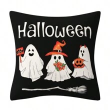 Bộ vỏ gối Halloween 1 gói - In hình ma và bí ngô 18x18 inch - Vỏ trang trí ngoài trời bền cho ghế sofa, giường và ô tô - Làm cho không gian của bạn thêm thú vị (Không bao gồm đệm) - Nhiều màu - Xem 9