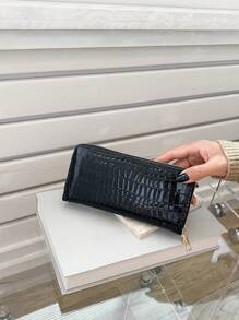 Black Crocodile Texture Fashion Portable Christmas Gifts Gift Thanksgiving Vintage Gifts For Women Wallet Purse Wallet Long Wallet