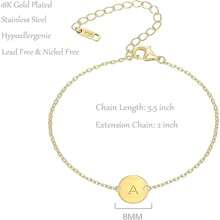 Vòng tay chữ cái viết tắt cá nhân, Vòng tay chữ cái bằng thép không gỉ mạ vàng 18K, Vòng tay mặt đồng xu tinh tế, Vòng tay tên đĩa tinh tế dành cho phụ nữ - Nhiều màu - Xem 4