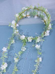 1pc Green Elegant Flower Crown Headband, Princess Hair Accessory For Women, Ideal For Wedding, Party - màu xanh lá - Xem 5