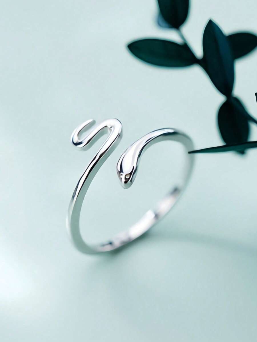 1 Stück modischer & eleganter 925 Sterling Silber Schlangen Ring, verstellbares offenes Design, leichter Luxusstil, perfektes Geschenk für die Freundin