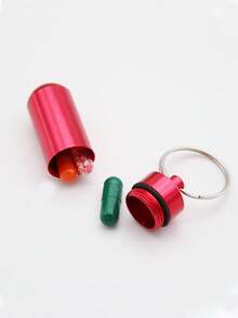 1 件随机颜色户外便携式铝合金钥匙扣药瓶，迷你防水个人药品容器 - 彩色 - 查看 5