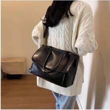 Genuine Leather Satchel For Women Handmade Vintage Top Handle Handbag Retro Cowhide Crossbody Handbags Purse - màu đen - Xem 3