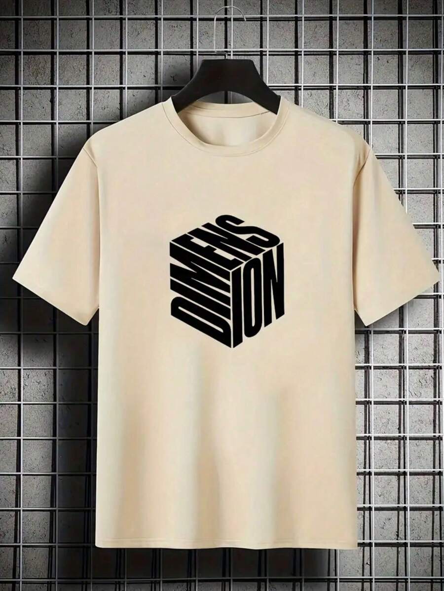 Dimension Cubo Men's T-Shirt 100% Cotton Premium Mesh Shirt Basic Casual Blouse Round Neck New Arrival - Màu be - Xem 1