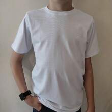 Basic Shirt For Boys - 100% Cotton T-Shirt - Essential Blouse - HYPOALLERGENIC - White - View 3