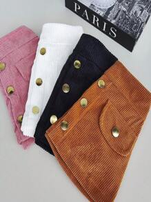 Corduroy Skirt Shorts For Kids/Teens - 駝色 - 查看 3