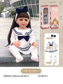 21 英寸重生婴儿娃娃，带重力传感器（哭、笑、打鼾），可爱柔软逼真的重生婴儿娃娃，可移动的微笑真实婴儿娃娃，配有尿布、出生证明，适合 3 岁以上儿童作为礼物，全身硅胶娃娃柔软可挤压，可完全清洗，头发光滑，定制服装，无缝无味，可安全咀嚼 - 彩色 - 查看 14