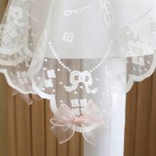 1 Stück einfache beige Tulpe Blume Spitze Tischdecke, dekorative Abdeckung für Couchtisch, Nachttisch - Beige - Übersicht 3