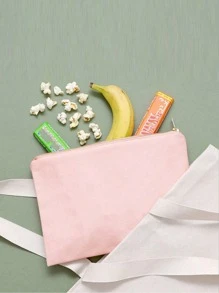 1pc Customizable Unique Fashion Minimalist Letter Lightweight Pouch Bag, Can Hold Phone, Cosmetics, Coins, Handy For Travelling, Cute Letter Design - Pink - View 7