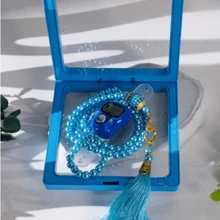 1 Set de Anillo Contador de Oración con Rhinestones, Cuentas de Tasbih Musulmán y Pulsera de Tasbih - Multicolor - Ver 7