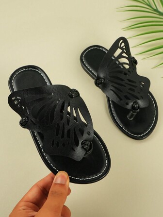 儿童时尚休闲户外对称蝴蝶形平底柔软防滑凉鞋，儿童春夏沙滩鞋