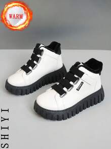 女款白色休闲雪地靴2024冬季新款户外毛绒加厚保暖厚底时尚百搭度假风学生户外滑板平底轻便鞋 - 黑色 - 查看 2