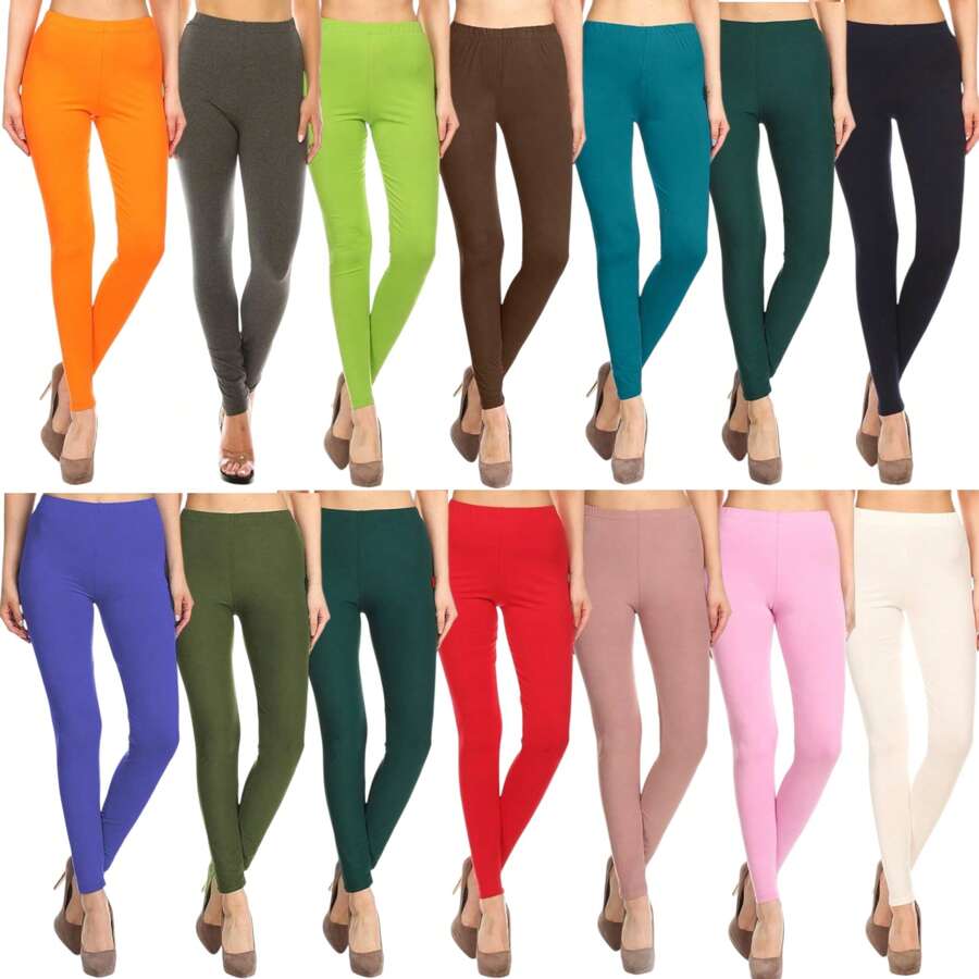 Women's Single & Multi-Item Pack Of Randomly Assorted Cotton Leggings - 6 件裝隨機挑選 - 查看 1