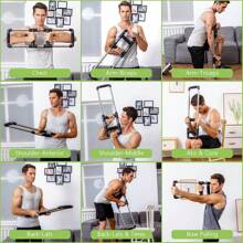 Push Down Bar Brusttrainer Fitnessgerät für Zuhause - Krafttraining Sportgerät für Brustmuskeln, Arme, Schultern, Bauch, Rücken - Home Gym Equipment Brust Expander Trainingsgerät für Zuhause - Schwarz - Übersicht 3