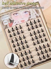 80 pièces Faux cils en poils de vison artificiel faits à la main, style L, 0,07 mm, 11-14 mm, réutilisables sans colle - Maillard - Boucle épaisse, bouclée, fine, aspect naturel pour tous les jours, noir, convient aux débutants pour un usage quotidien