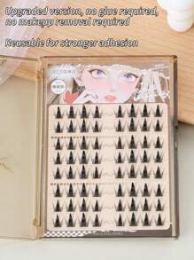 80 pièces Faux cils en poils de vison artificiel faits à la main, style L, 0,07 mm, 11-14 mm, réutilisables sans colle - Maillard - Boucle épaisse, bouclée, fine, aspect naturel pour tous les jours, noir, convient aux débutants pour un usage quotidien