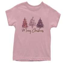 Merry Christmas Faux Glitter Trees Youth T-Shirt