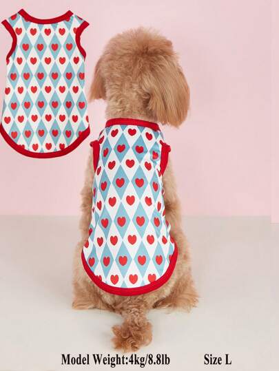 1 szt. Lekka kamizelka, uroczy wzór w kształcie serca z misiem, odpowiednia dla małych psów, takich jak pudel, york