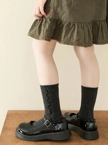 1 双蕾丝边婴儿/儿童袜子，柔软透气保暖蕾丝婴儿袜子，学生及膝袜，幼儿室内防滑袜子，适合日常穿着 - 彩色 - 查看 4