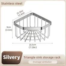 1pc Kitchen Sink Organizer Corner Sponge Holder, Save Space Triangle Soap Holder Stainless Steel Shower Caddy,No Drilling Dish Cloth Hanger Sponge Holder Sink Storage Rack For Space-Saving Storage(90° RIGHT ANGLE CORNER ONLY) - Multicolor - View 10