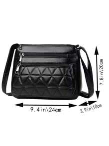 新款多功能中年女性手提包、妈妈包、婆婆包，柔软皮革质感单肩斜挎包 - 黑色 - 查看 2