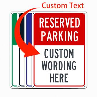 1 Pezzo Cartello parcheggio riservato personalizzato in alluminio, colore nero/rosso/verde/blu, testo personalizzato, alta qualità, dimensioni 12"x8"