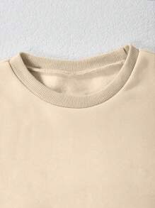 Tween Boy 字母图案保暖衬里运动衫 - 杏色 - 查看 3