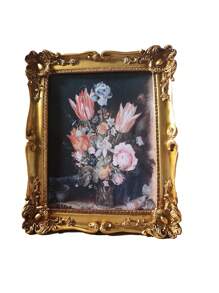 6 Inch, 7 Inch, 10 Inch Vintage Golden Carved Flower Resin Picture Frame, European Style Wall-Mounted Or Tabletop, 1pc Random Frame Gifts Birthday Graduation - Multicolor - View 2
