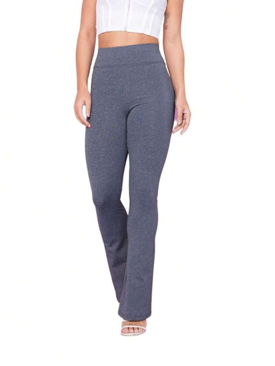 Calça Flare Feminina Preto Trabalho Exercícios - Cinza - Visão 1