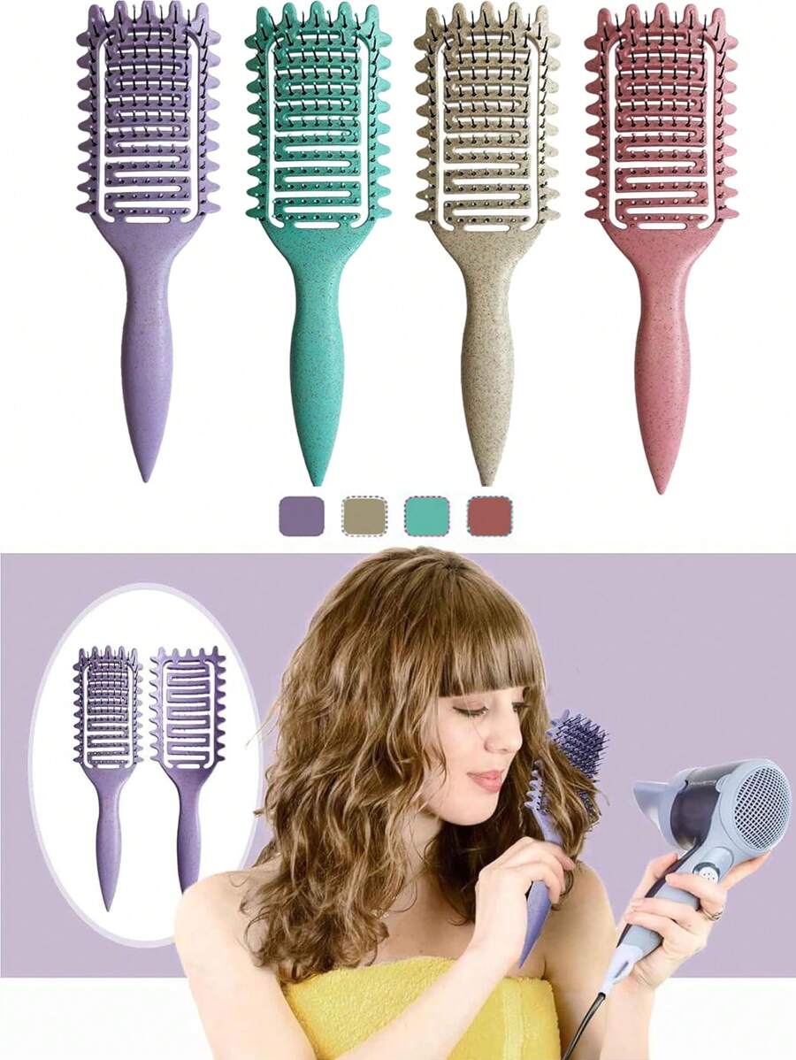 1 件卷发定型刷，新款通风发刷，弧形通风刷，吹干速度更快，适用于卷发，塑造和定型女性卷发