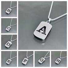 1 Piece Men's 26 Letter A-Z Letter Necklace Pendant Necklace Military Necklace Student Fashion Sweater Chain - Holiday Gift Giving, Easter Gift, Holiday Gift, Accessories, Office Outfit, Musty, Punk Style, Casual Accessories, Suitable For Parties, Celebrations And Wedding - Multicolor - View 6
