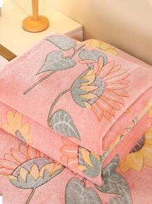 1 chiếc chăn lông mềm mại có họa tiết hoa hướng dương dễ thương, có nhiều kích cỡ, thích hợp cho ghế sofa trong phòng khách, giường trong phòng ngủ - Hồng - Xem 6