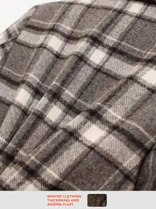 Boys Thickened Thermal Plaid Coat, Children Warm Outerwear Suitable For Daily Wear, School, Holidays