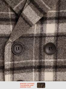 Boys Thickened Thermal Plaid Coat, Children Warm Outerwear Suitable For Daily Wear, School, Holidays