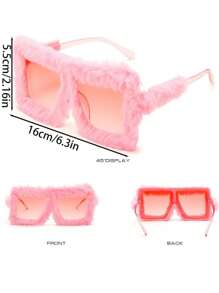 1pc Fashionable Furry Square Frame Glasses, Funny Furry Glasses For Masquerade Party & Decoration - Multicolor - View 4