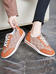 Zapatos con cordones 2024, zapatos casuales para caminar antideslizantes y resistentes al desgaste, tenis deportivos cómodos - Naranja - Ver 5