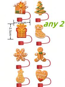 2 chiếc nắp ống hút bằng silicon hình trái tim có thể tái sử dụng hình người bánh gừng Giáng sinh, ông già Noel, người tuyết, bông tuyết, phù hợp với cốc 30oz và 40oz, chống bụi, phù hợp với ống hút 10mm, phụ kiện cốc, nắp ống hút sáng tạo, thích hợp cho ngày lễ tình nhân, giáng sinh, quà tặng Halloween, quà tặng sinh nhật cho nam và nữ - Nhiều màu - Xem 4