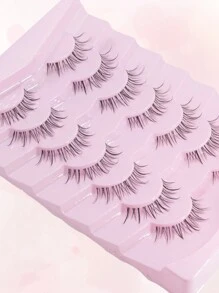 漫画睫毛自然造型动漫睫毛透明带漫画睫毛亚洲韩式可爱动漫睫毛自然纤细3D睫毛7对装 - 黑色 - 查看 6