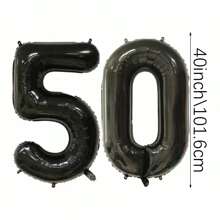 2 个 40 英寸（约 101.6 厘米）大号黑色数字氦气铝箔气球，大数字气球适合生日派对、毕业典礼、周年纪念、派对装饰 - 彩色 - 查看 22