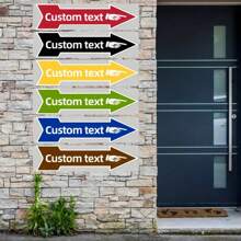 Cartello freccia in metallo personalizzato - Direzione stradale e testo personalizzati, decorazione da parete in metallo vintage con stampa UV, adatto per casa, parco, club ricreativo - Uso interno/esterno, 10x40 cm