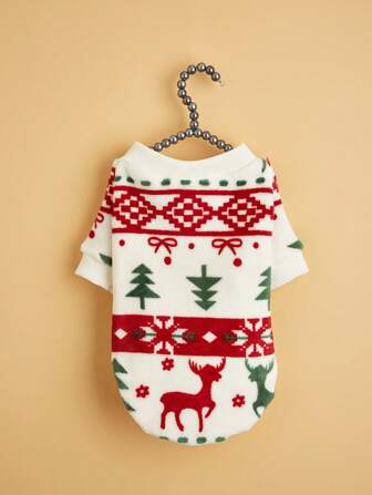 1 st julhusdjurskläder, plysch tröja som passar för katter och hundar