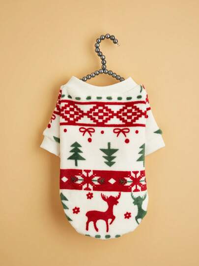 1 件圣诞主题宠物狗猫服装、毛绒运动衫