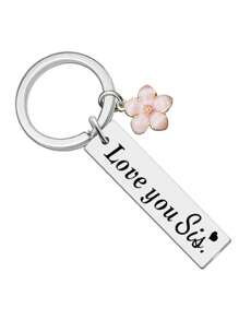 姐妹钥匙扣礼物，适合姐姐、女朋友、生日、情人节、送给她的礼物，适合少女、时尚单品、可爱钥匙扣、少女、我爱你姐姐、银色字母休闲可爱优雅不锈钢情人节情人节汽车配饰包饰学院风哥特风 Y2k