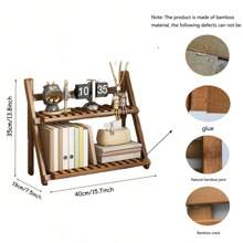 1 Set Foldable Bamboo Desk Organizer Rack, Desk Top Mini Bookshelf, Easy Assembly, Suitable For Ramadan - Multicolor - View 17