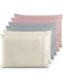 Kit 06 Pillowcases Percale 200 Threads Cotton Stick Stitch Pillow - 玫瑰灰色稻草 - 查看 1