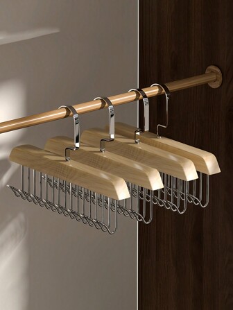 3 件坚固的 8 钩衣架，多功能内衣/背心收纳架，木制波浪形晾衣架，适用于家庭和宿舍裙子裤子鞋子牛仔裤靴子裙子