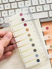200 Sheets Of 1 Type PET Morello Color Sticky Note, Round Dot Index Label, European Retro Style Transparent Sticker, Simple Solid Color Indicating Note, Student And Office Supplies. Ship 1 Type. Back To School - Multicolor - View 2