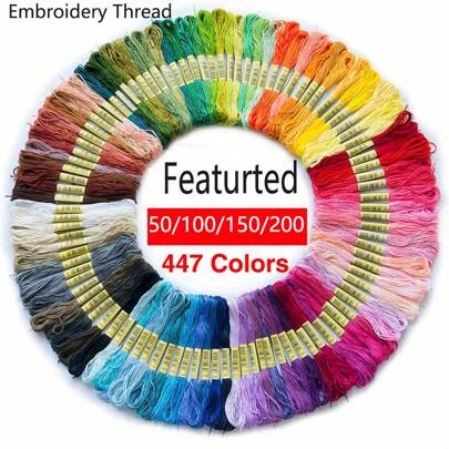 qingfei 447 Cores de Linhas para Bordado em Ponto Cruz, Fios de Costura para Artesanato DIY, Aprox. 8m/Peça